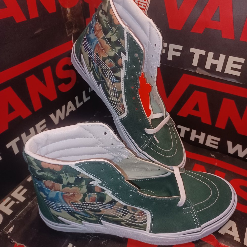 Vans Sk8-Hi Bolt Liquify Avocado Green White Canvas Suede Men's 9.5 VN0A5JIVYXH